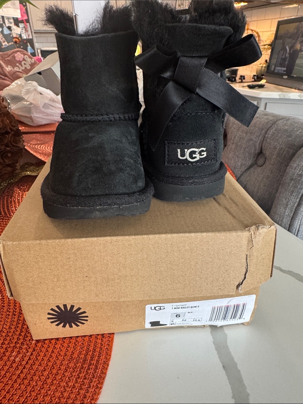 UGG Kids Black Mini Bailey Bow Boots